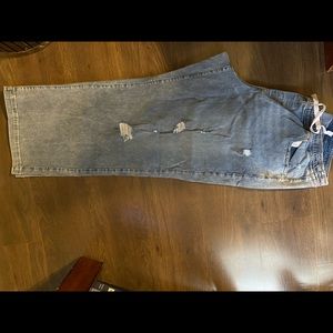 Lane Bryant distressed wide leg jeans